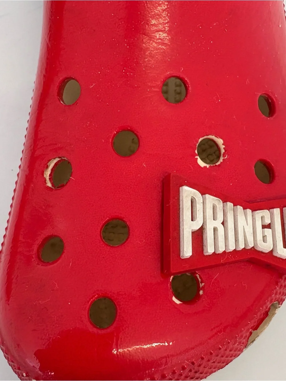 Crocs x pringles collaboration red and orange slip on shoes M7 W9
